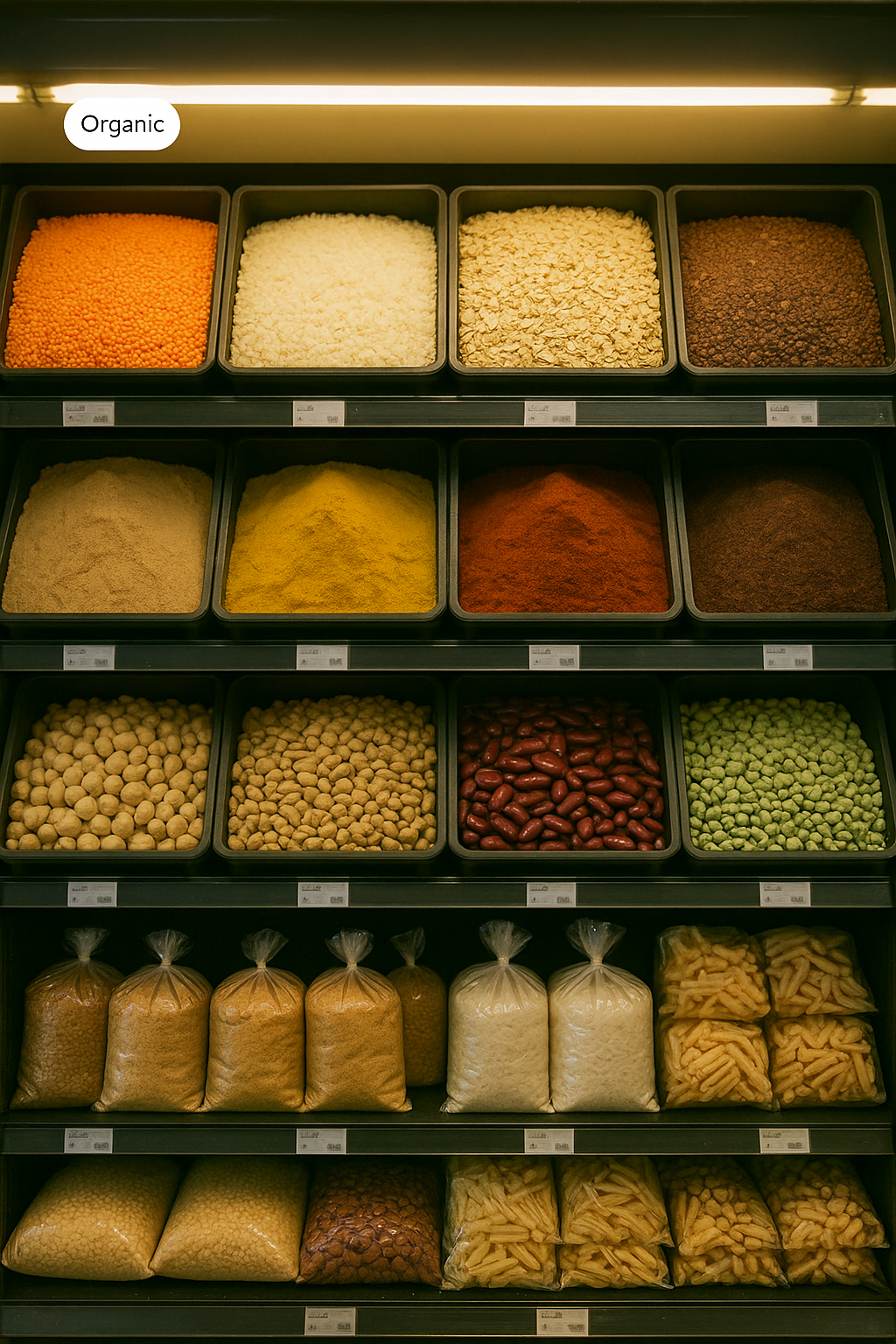 Curated produce shelves
